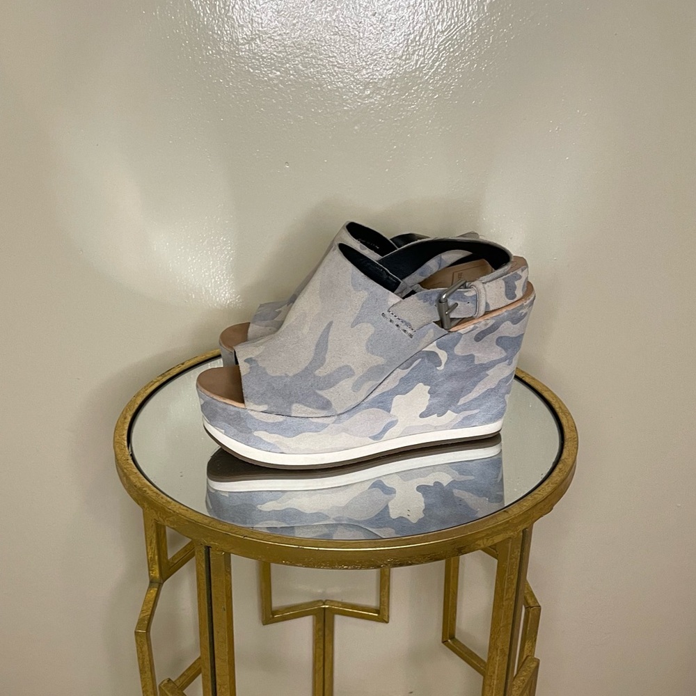 Dolce Vita Blue Camo Suede Wedges